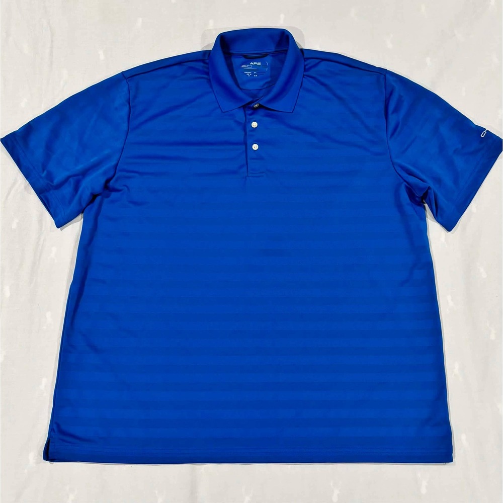 Chaps Golf APS Mens XXL Blue Striped Short Sleeve Performance Polo Shirt
